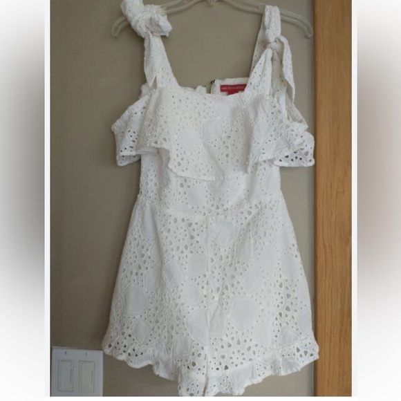 Saks Fifth Avenue White Eyelet Shorts Romper - Picture 5 of 9